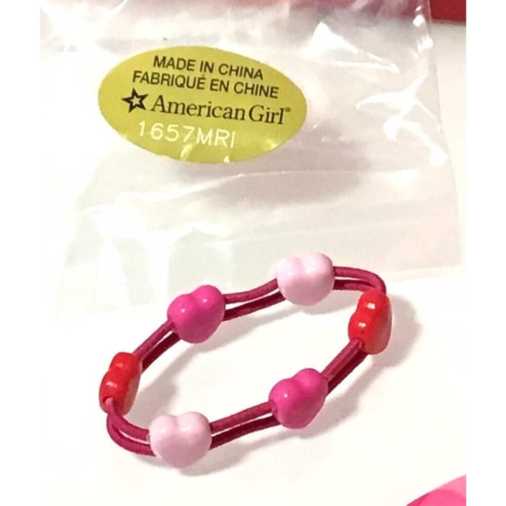 American Girl Doll Heart Bracelet Love Valentines Day Red Pink Friends New